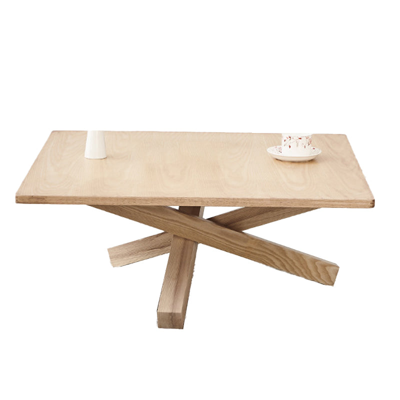 Scandinavian Coffee Table with Solid Wood Cross Legs in Natural