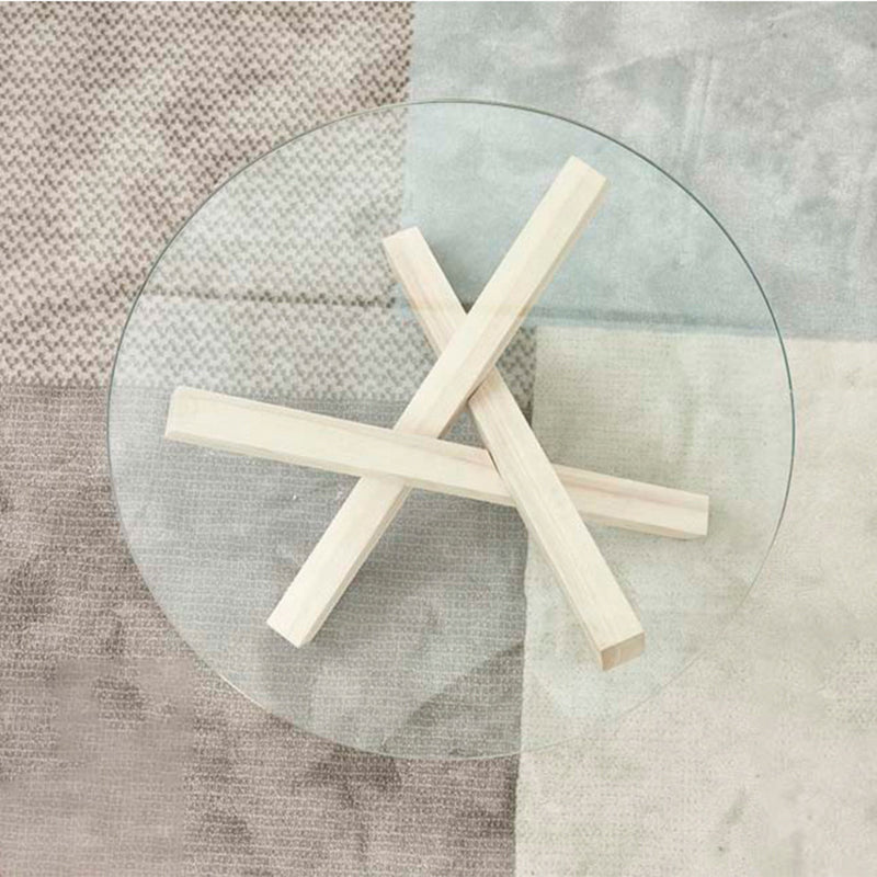 Scandinavian Coffee Table with Solid Wood Cross Legs in Natural