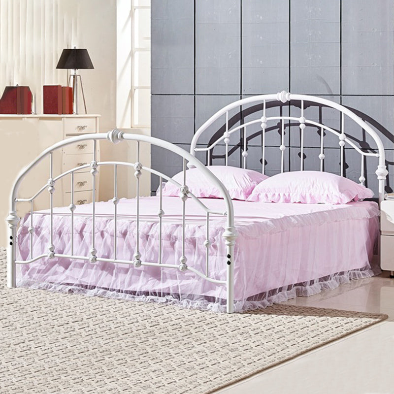 Standard Iron Frame Bed with Arched Headboard and Metal Legs