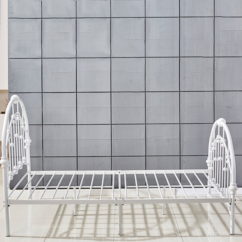 Standard Iron Frame Bed with Arched Headboard and Metal Legs