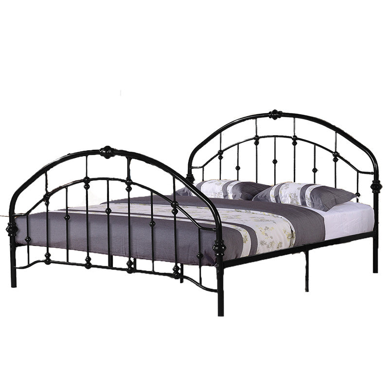 Standard Iron Frame Bed with Arched Headboard and Metal Legs