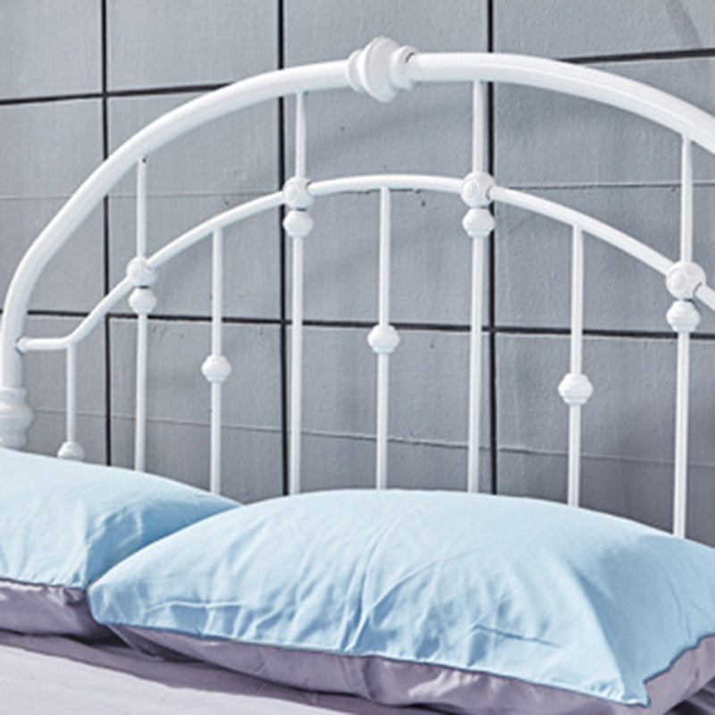 Standard Iron Frame Bed with Arched Headboard and Metal Legs