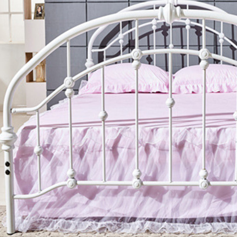 Standard Iron Frame Bed with Arched Headboard and Metal Legs