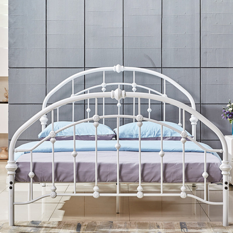 Standard Iron Frame Bed with Arched Headboard and Metal Legs