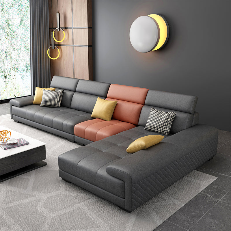 39.37 " H Faux Leather Pillow Top Arm Sofa & Chaise for Living Room