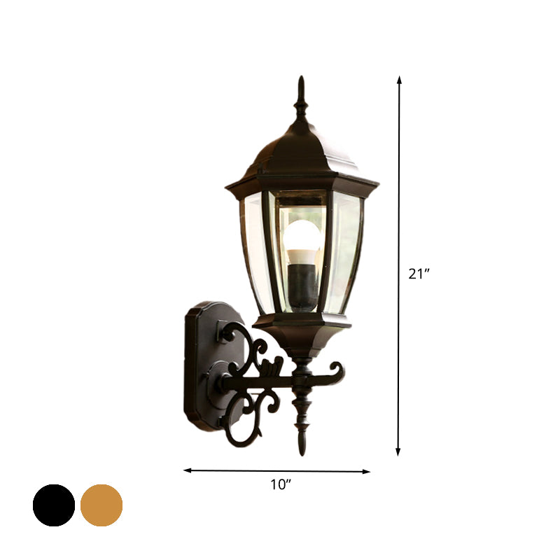 Clear Glass Pinecone Sconce Light Lodges 1 Head Outdoor Wall Mounted Lamp in Black/Bronze