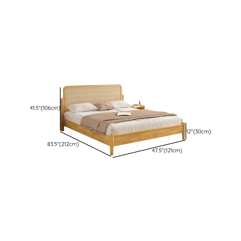 84.65 inch Wide Tropical Bed Frame Rubberwood Bed with Headboard