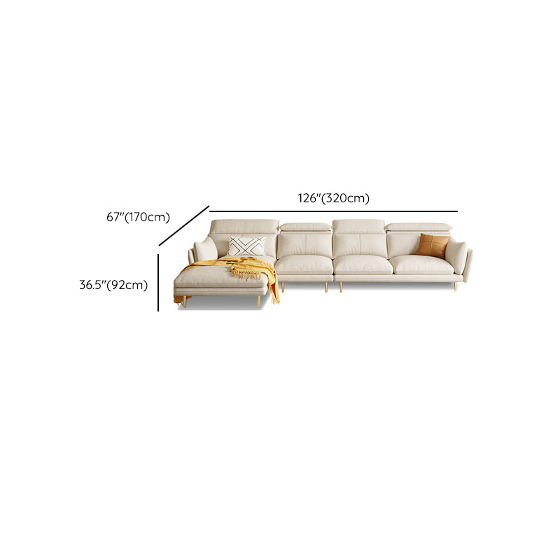 Glam Style 36.22 " H White Faux Leather Flared Arm Sofa & Chaise