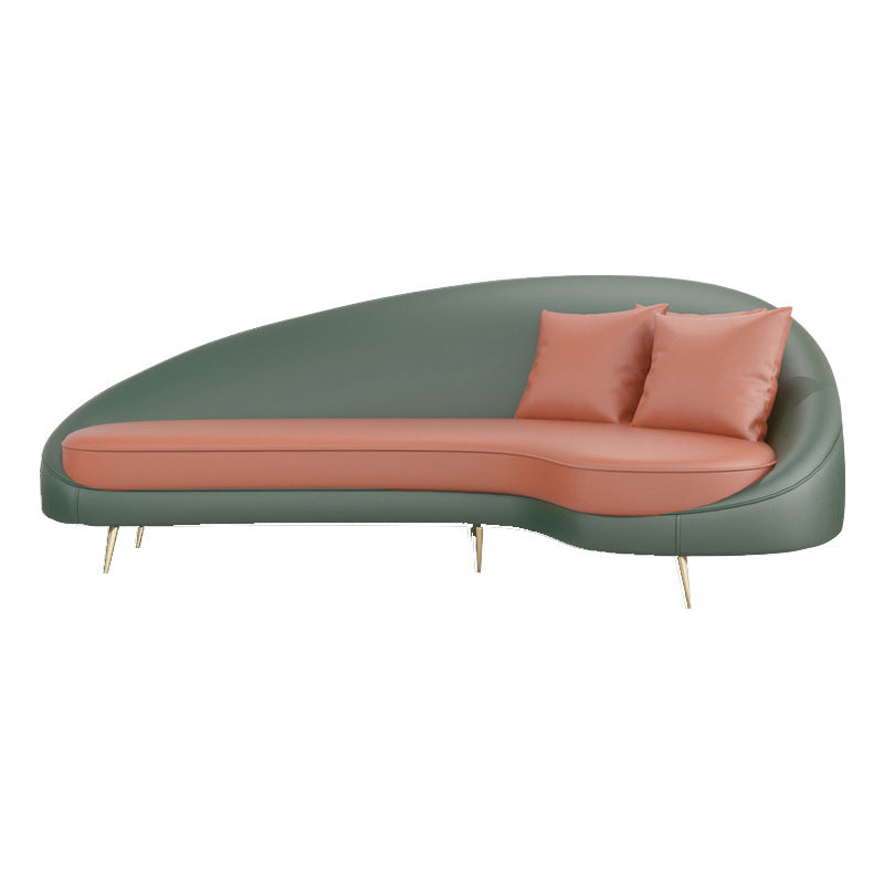 Contemporary Tight Back Curved Settee Faux Leather Sloped Arm Sofa