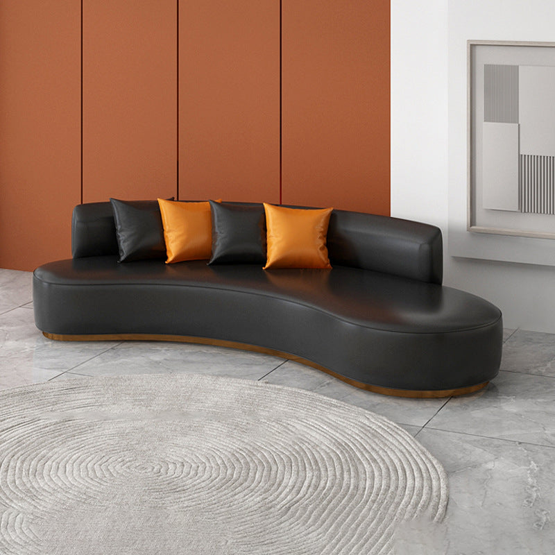 Faux Leather Curved Sofa Contemporary Armless Tight Back Settee