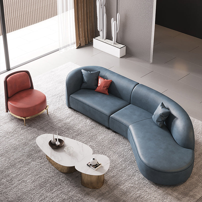 Contemporary Fabric/Faux Leather Seating Tight Back Sofa for Living Room