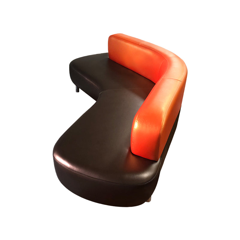 Leather Armless Settee Contemporary Tight Back Curved Sofa for Living Room