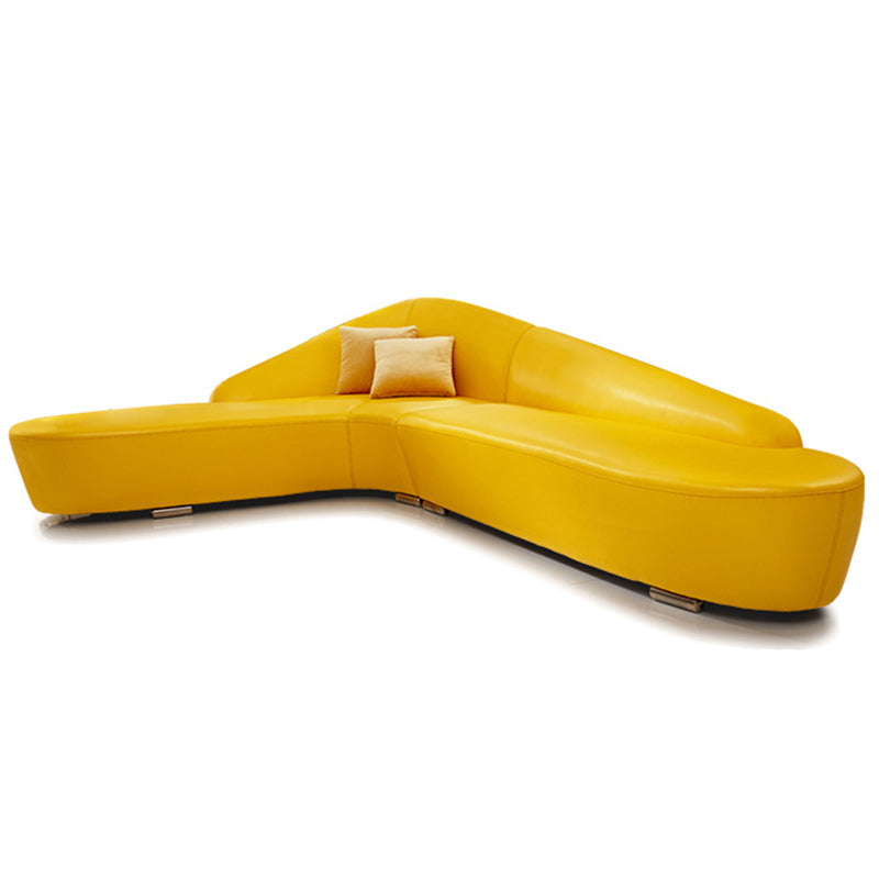 Contemporary Sloped Arm Seating Leather Sofa for Living Room