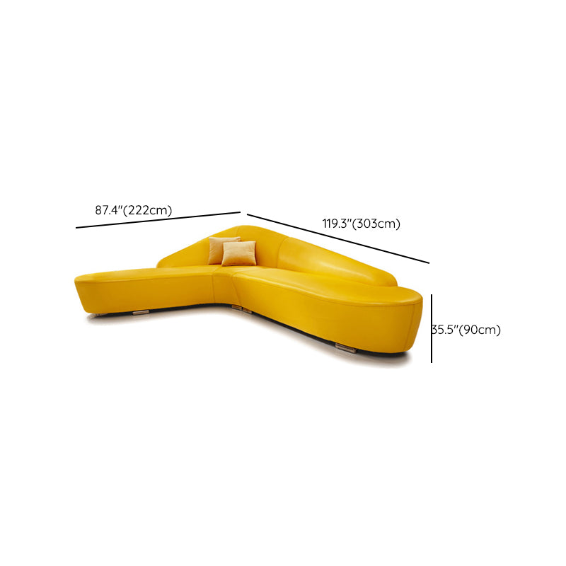 Contemporary Sloped Arm Seating Leather Sofa for Living Room