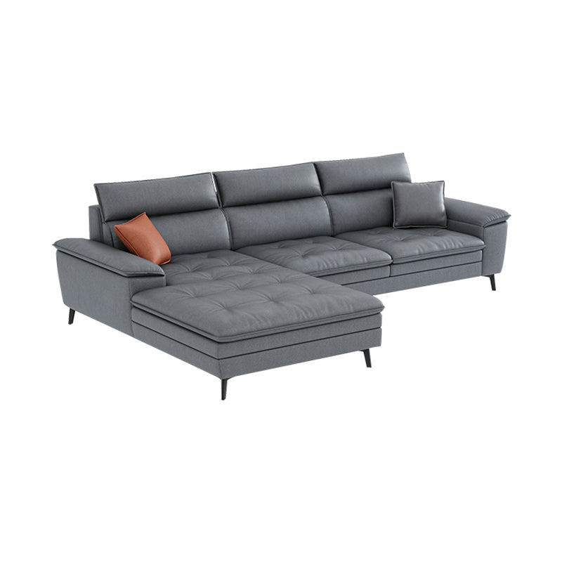 34.25 " H Faux Leather Pillow Top Arm Sofa & Chaise for Living Room