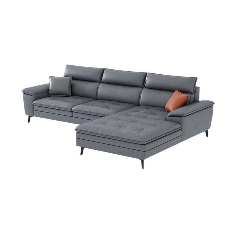 34.25 " H Faux Leather Pillow Top Arm Sofa & Chaise for Living Room