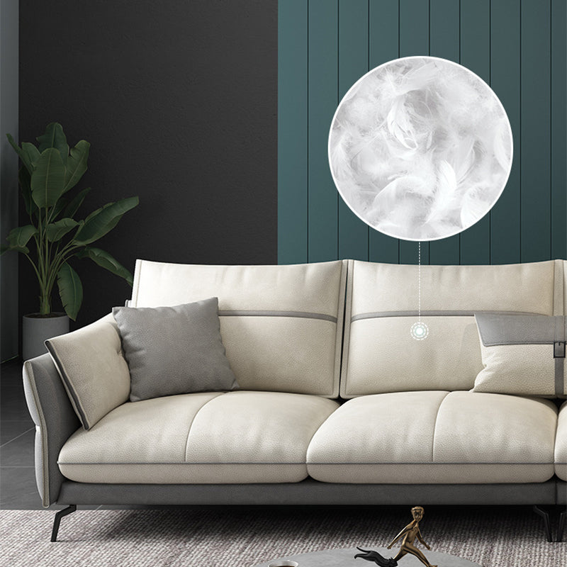 Scandinavian 35.43 " H Faux Leather Flared Arm Sofa & Chaise