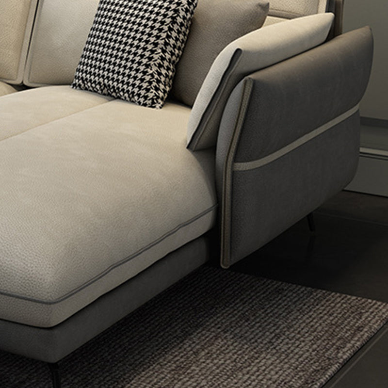 Scandinavian 35.43 " H Faux Leather Flared Arm Sofa & Chaise