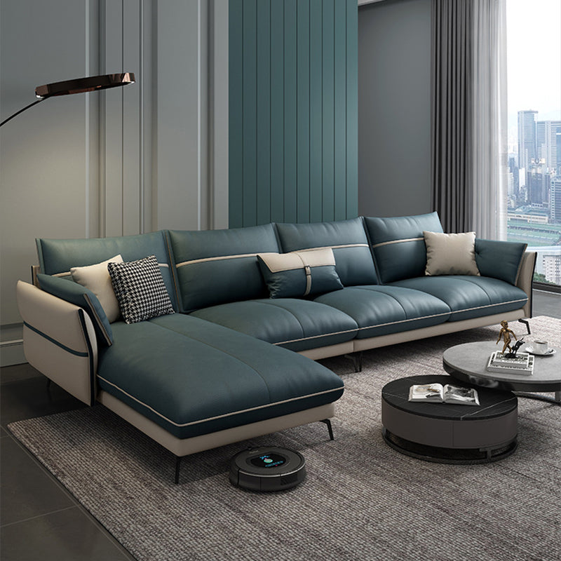 Scandinavian 35.43 " H Faux Leather Flared Arm Sofa & Chaise