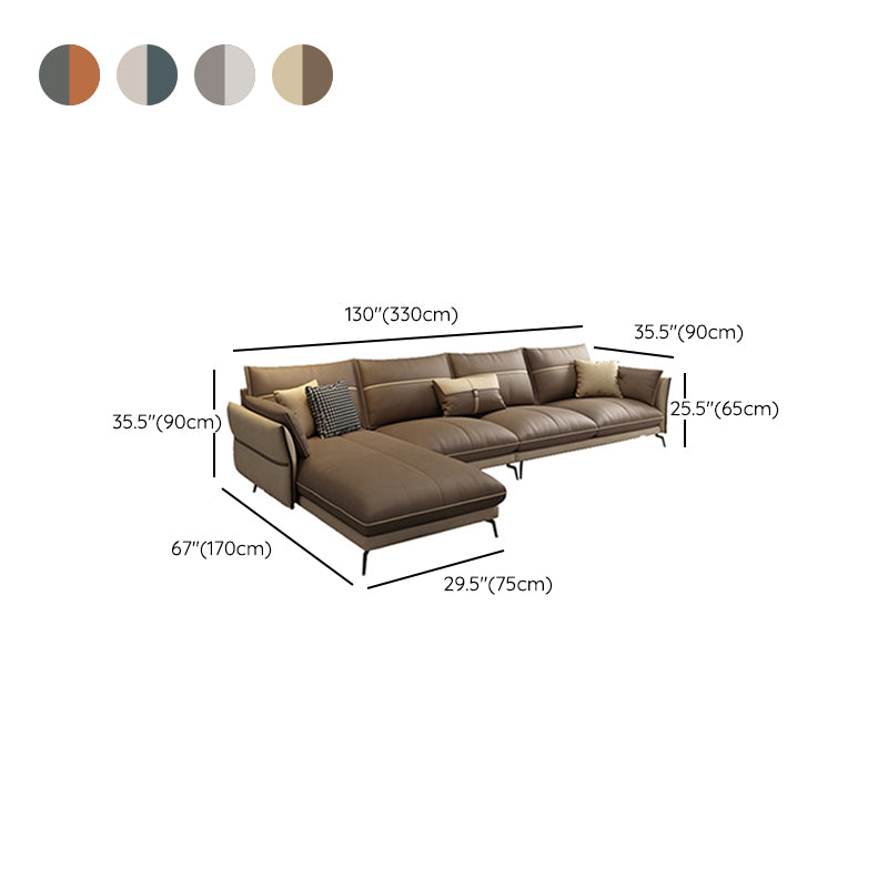 Scandinavian 35.43 " H Faux Leather Flared Arm Sofa & Chaise