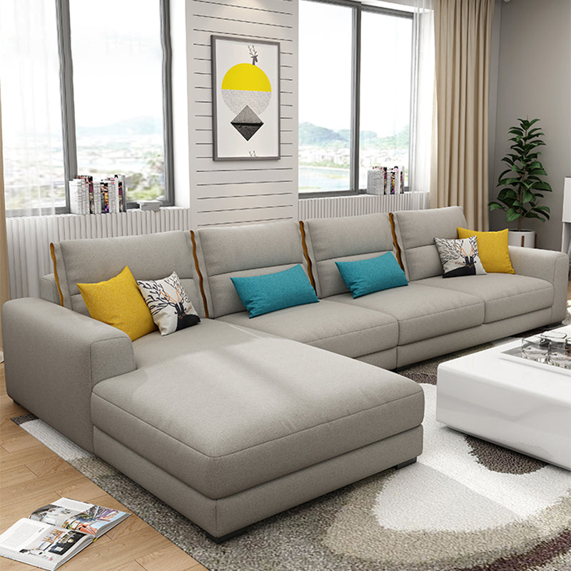 Scandinavian Cotton Blend Square Arm Sofa & Chaise for Living Room