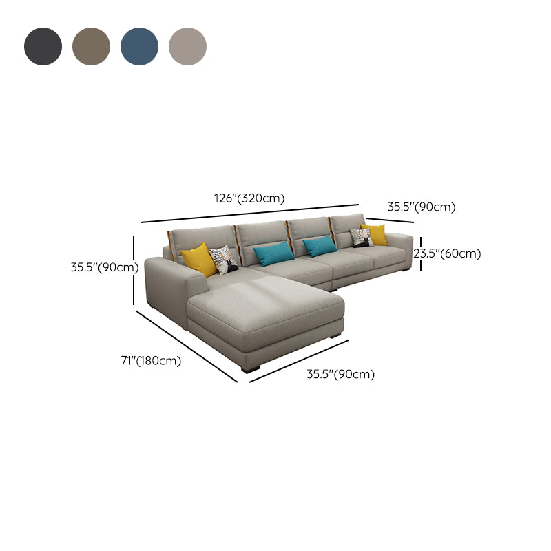 Scandinavian Cotton Blend Square Arm Sofa & Chaise for Living Room