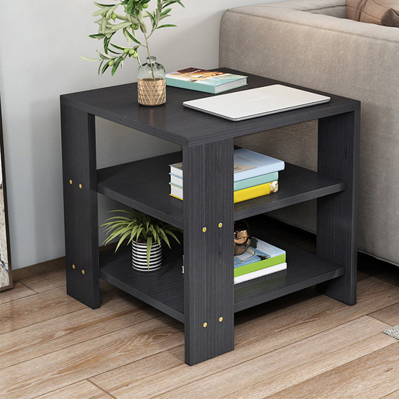 Square Wood 4 Legs End Table Shelf Included Sofa Accent Side Table