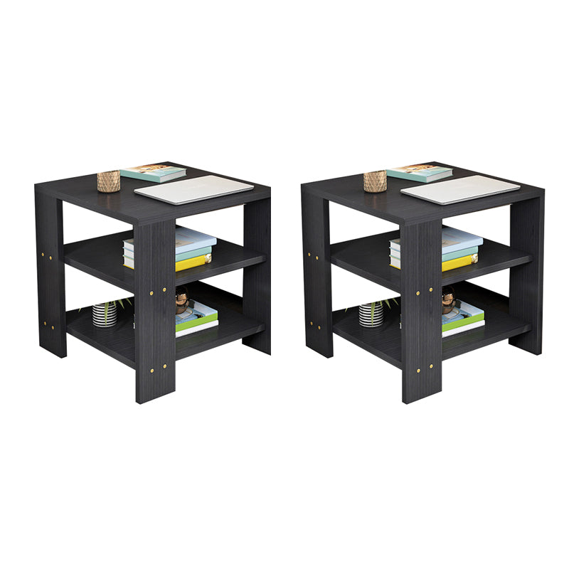Square Wood 4 Legs End Table Shelf Included Sofa Accent Side Table