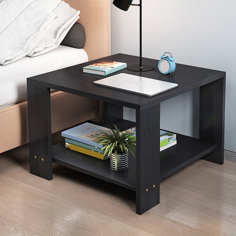 Square Wood 4 Legs End Table Shelf Included Sofa Accent Side Table