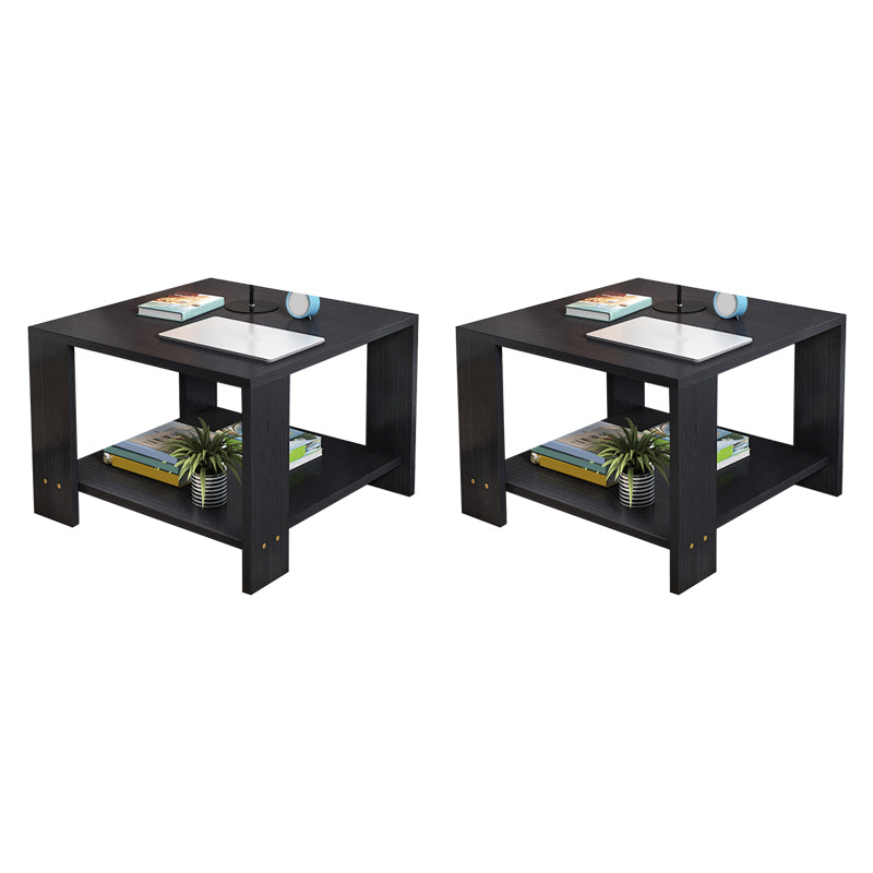 Square Wood 4 Legs End Table Shelf Included Sofa Accent Side Table