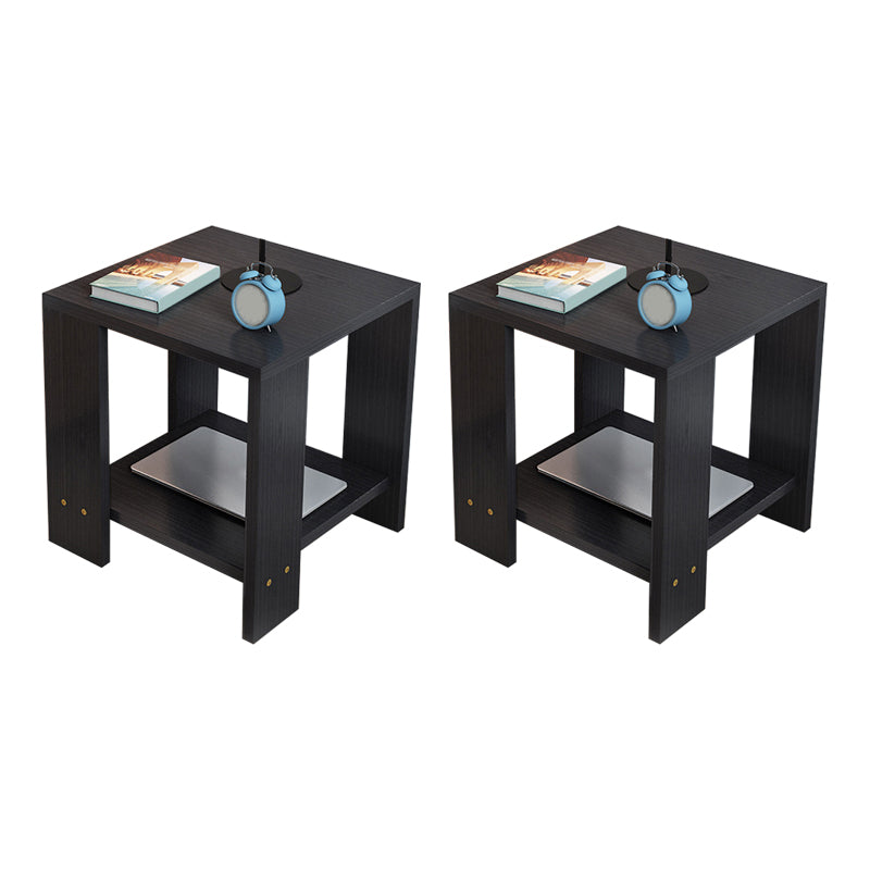 Square Wood 4 Legs End Table Shelf Included Sofa Accent Side Table