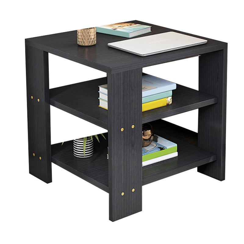 Square Wood 4 Legs End Table Shelf Included Sofa Accent Side Table
