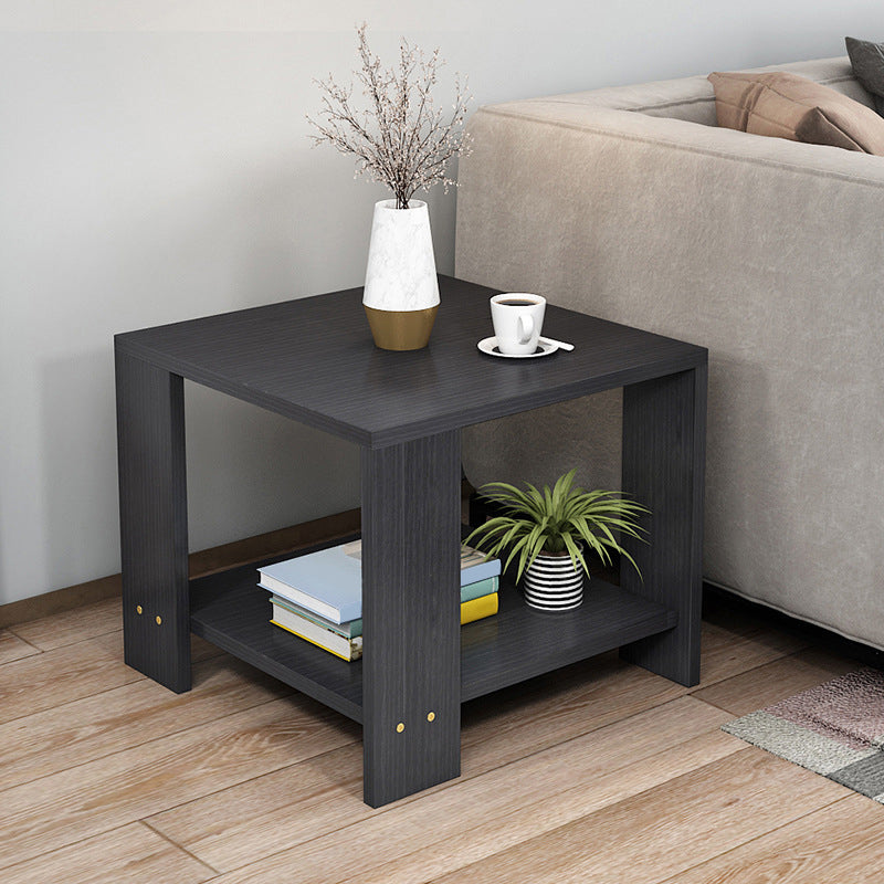 Square Wood 4 Legs End Table Shelf Included Sofa Accent Side Table