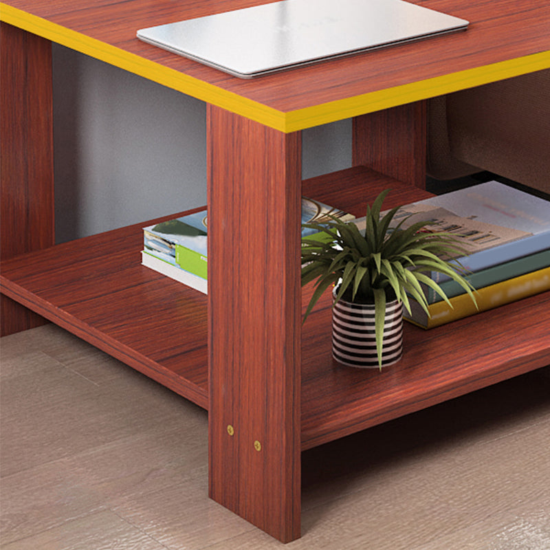 Square Wood 4 Legs End Table Shelf Included Sofa Accent Side Table