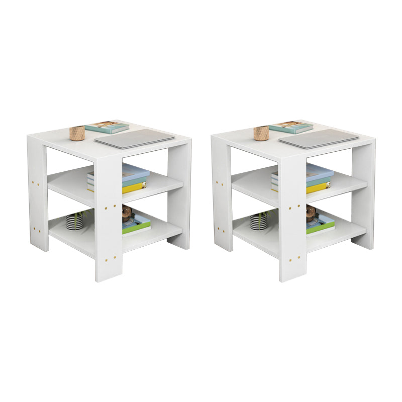 Square Wood 4 Legs End Table Shelf Included Sofa Accent Side Table