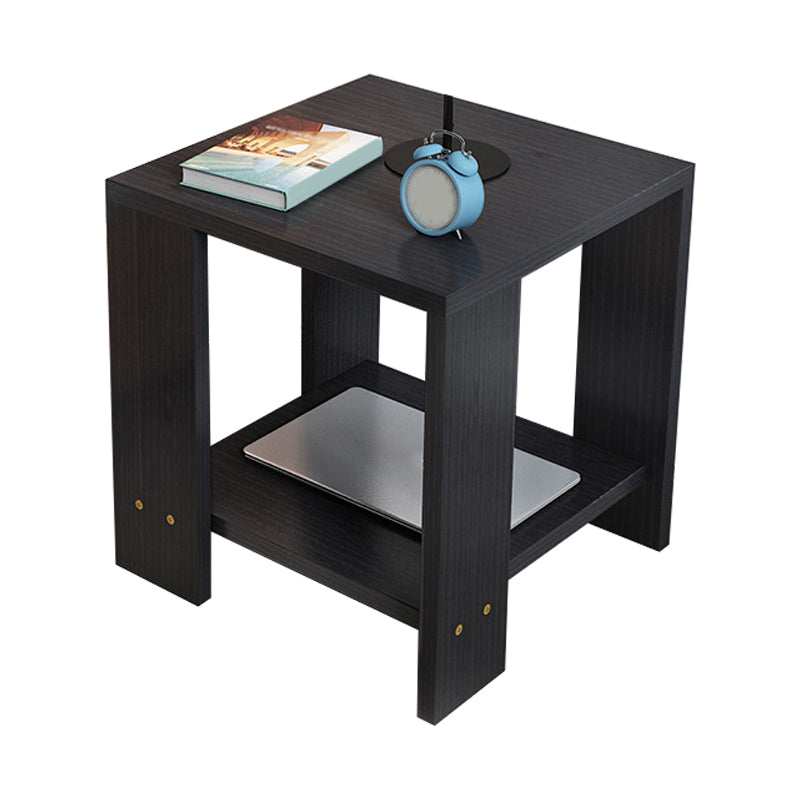Square Wood 4 Legs End Table Shelf Included Sofa Accent Side Table