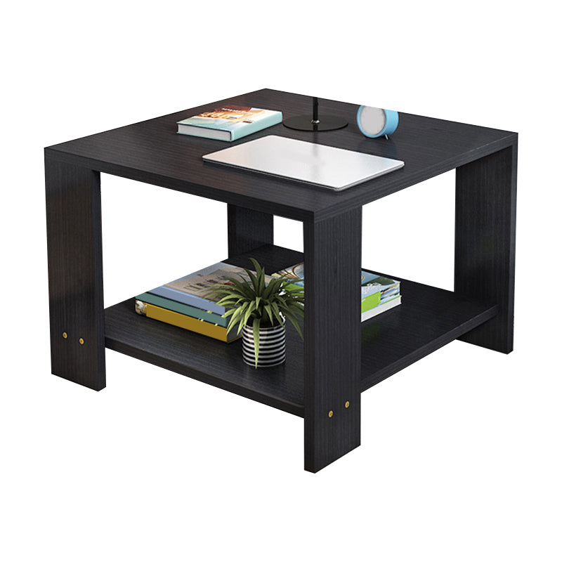 Square Wood 4 Legs End Table Shelf Included Sofa Accent Side Table