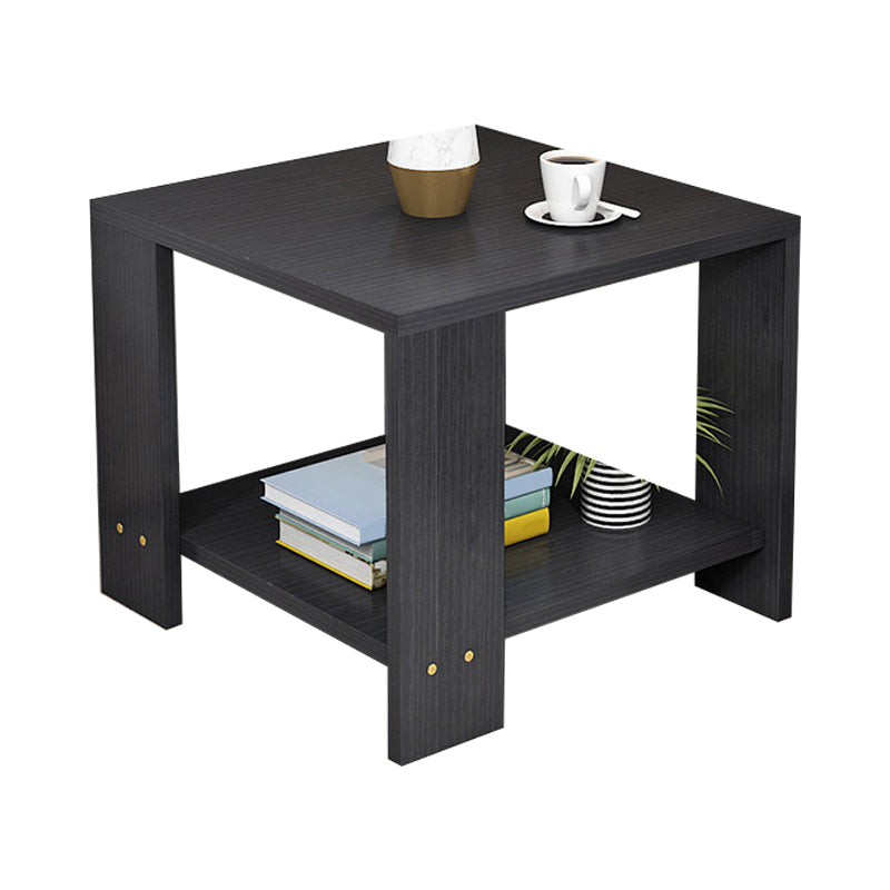 Square Wood 4 Legs End Table Shelf Included Sofa Accent Side Table