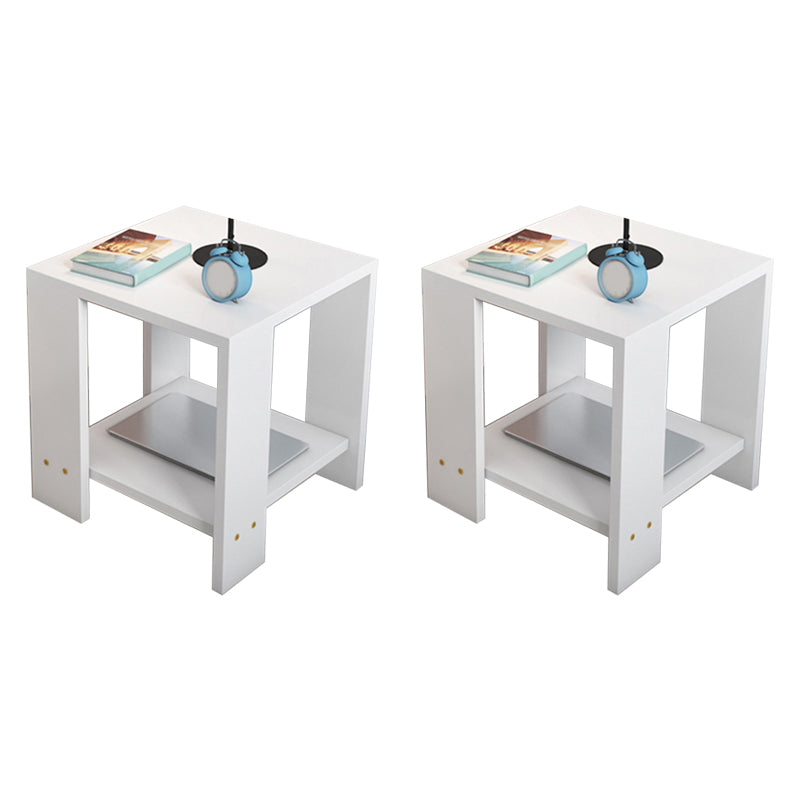 Square Wood 4 Legs End Table Shelf Included Sofa Accent Side Table