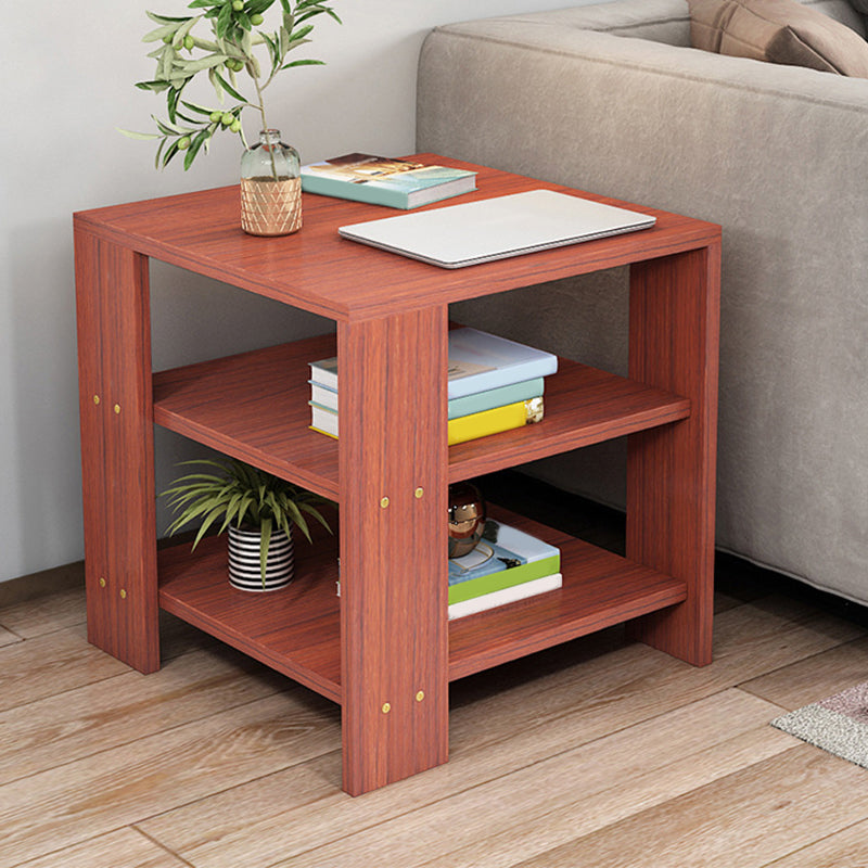Square Wood 4 Legs End Table Shelf Included Sofa Accent Side Table