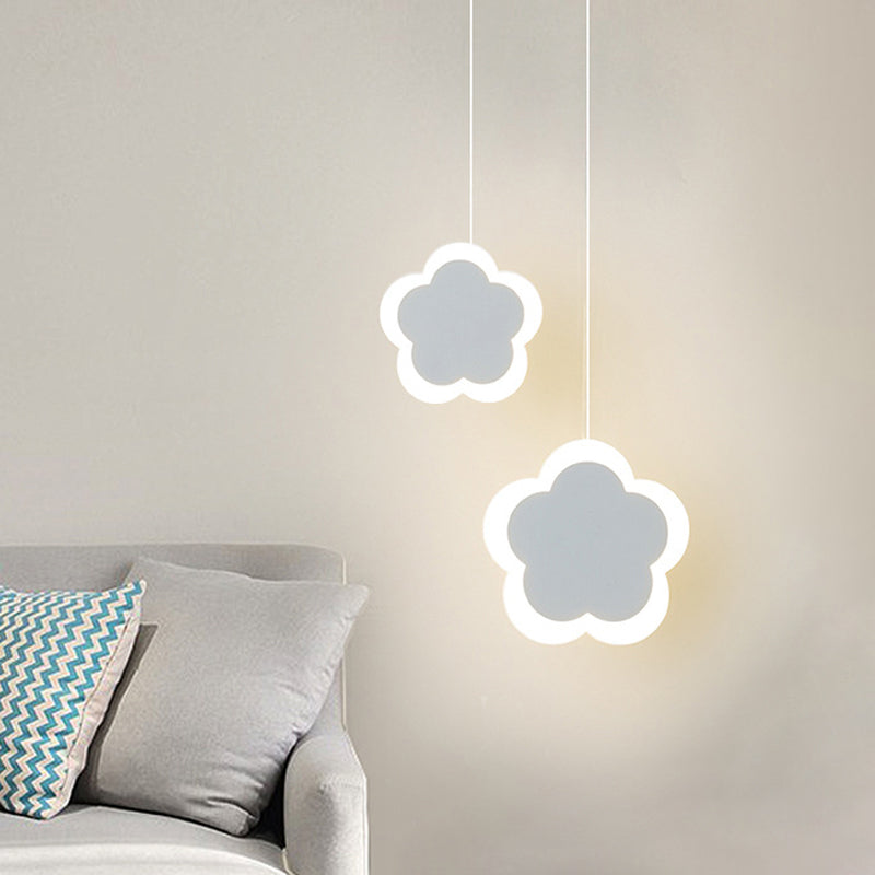 Fleur en acrylique pendentif lumière contemporain LED de suspension de plafond blanc en lumière chaude / blanche