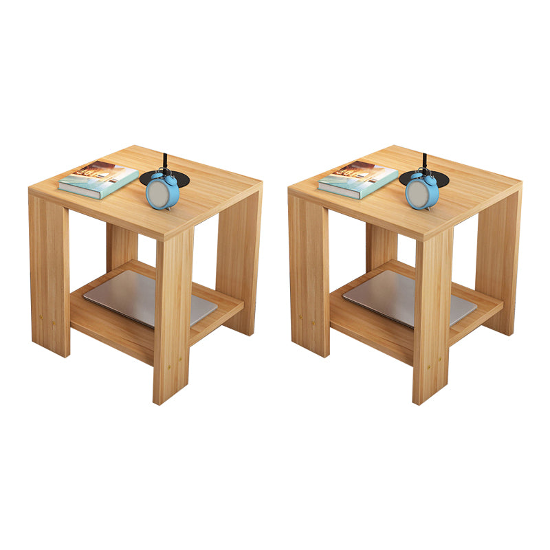 Square Wood 4 Legs End Table Shelf Included Sofa Accent Side Table