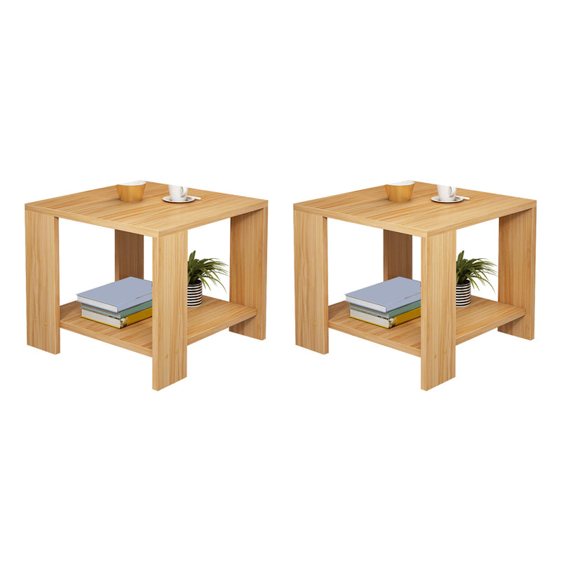 Square Wood 4 Legs End Table Shelf Included Sofa Accent Side Table