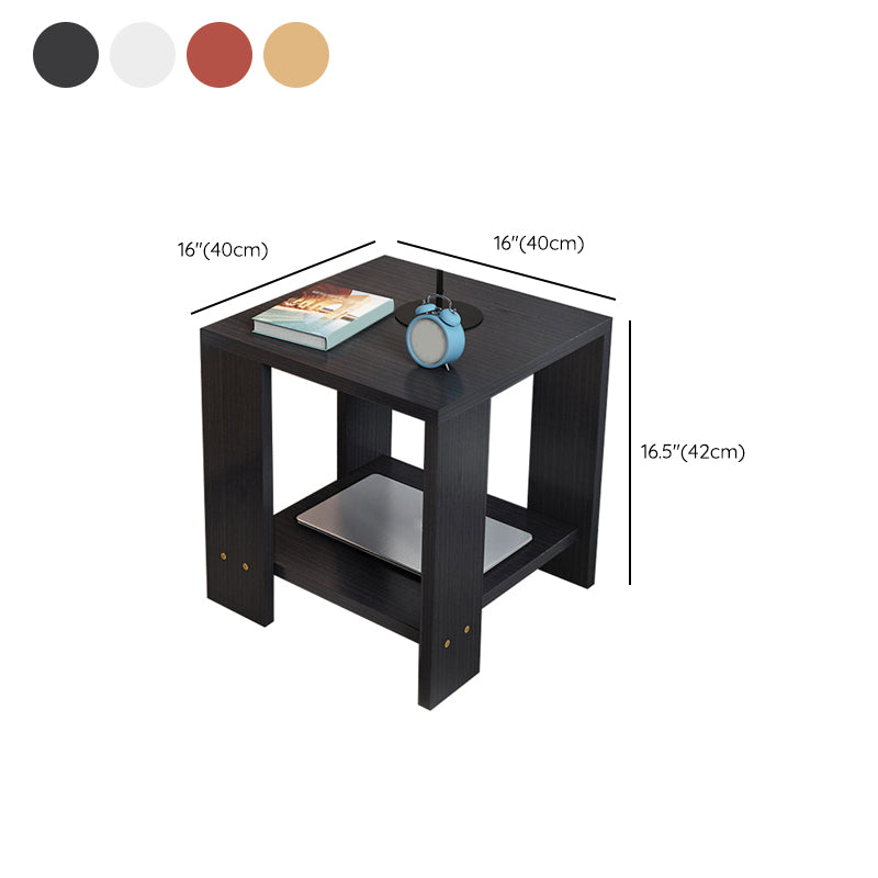 Square Wood 4 Legs End Table Shelf Included Sofa Accent Side Table