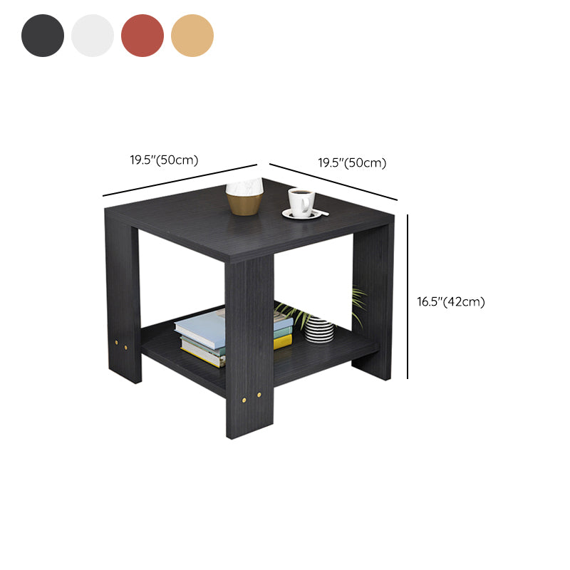 Square Wood 4 Legs End Table Shelf Included Sofa Accent Side Table