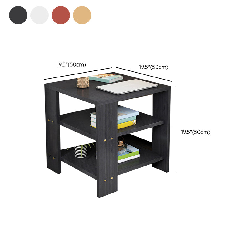 Square Wood 4 Legs End Table Shelf Included Sofa Accent Side Table
