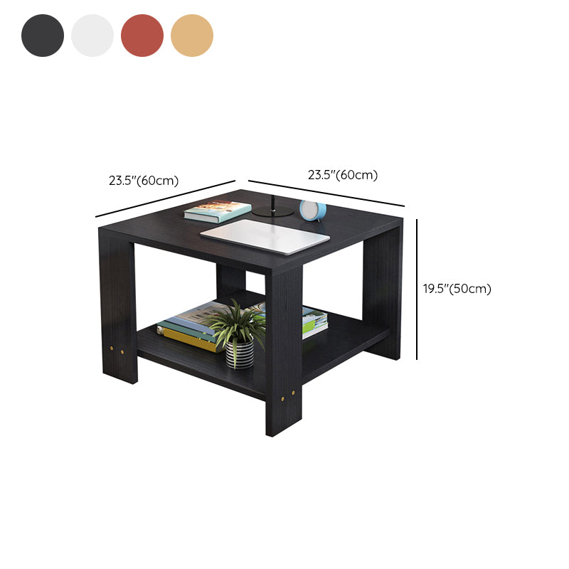Square Wood 4 Legs End Table Shelf Included Sofa Accent Side Table