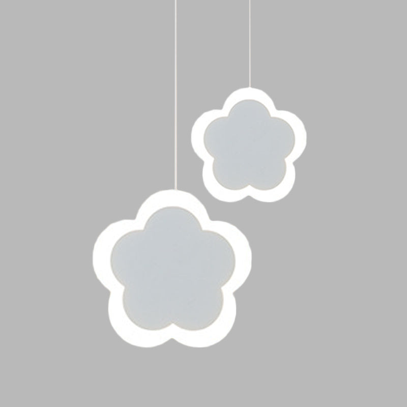 Fleur en acrylique pendentif lumière contemporain LED de suspension de plafond blanc en lumière chaude / blanche