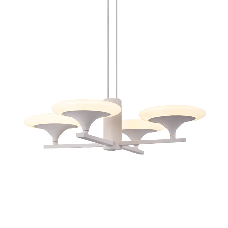 Pendre de lustre radial blanc moderne 5 têtes de 23,5 "/ 28" de large en acrylique LED de suspension dans une lumière blanche / chaude
