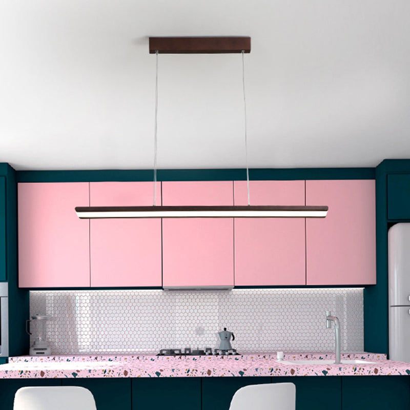 Slim Rectangle Down Lighting Simple Metallic LED Office Hanging Ceiling Lamp in Coffee, Warm/White/Natural Light